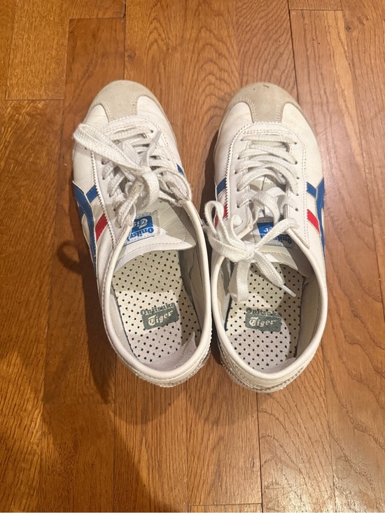 Onitsuka Tiger by Asics Shoes - Onitsuka Tiger -Mexico- White Sneakers with Blue & Red Stripes